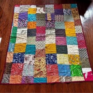 World Market Patchwork Sari Quilt 50in x 60in